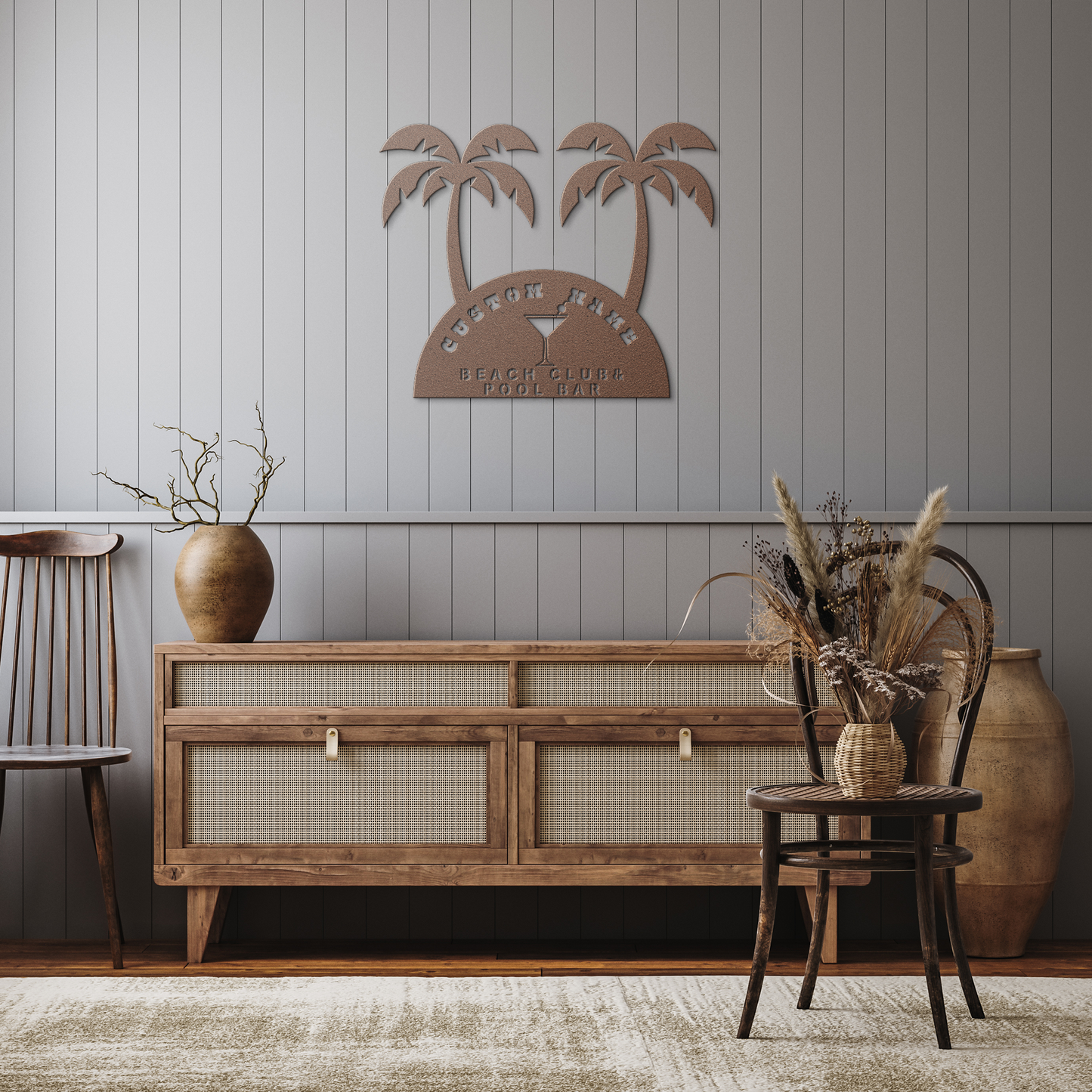 Custom_Beach_club_pool_bar_wall_metal_ar_Copper_Rustic_Hallway_Mockup.png