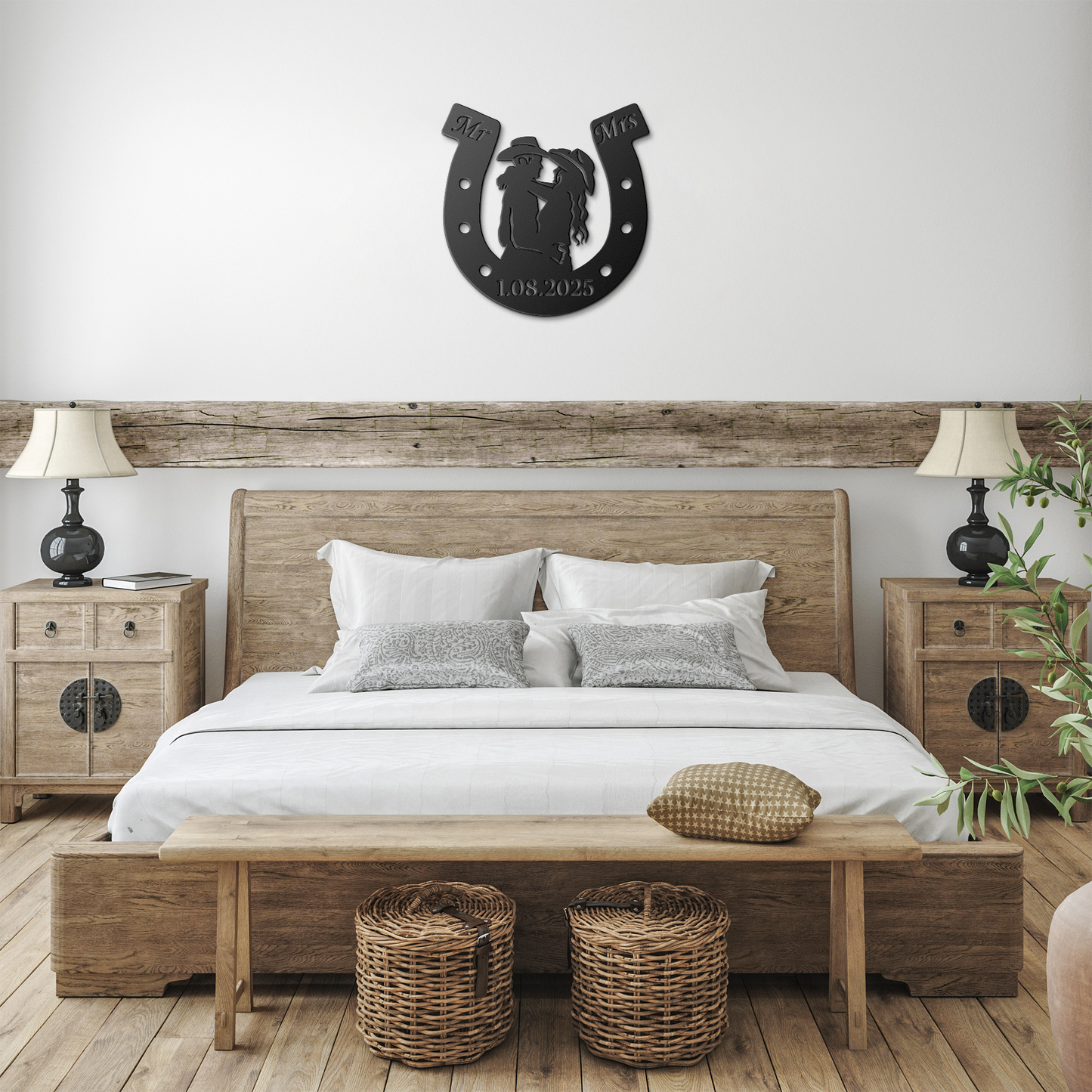 Just_married_metal_art_cowboy_cowgirl_Black_Farmhouse_Bedroom_Mockup.png