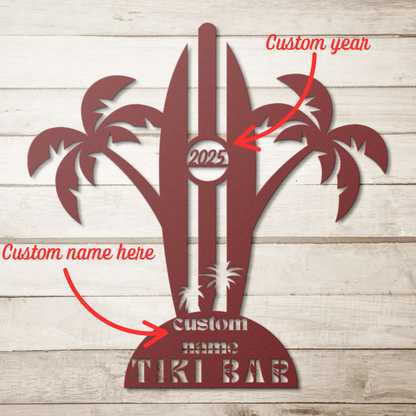 Custom Tiki Bar Metal Sign